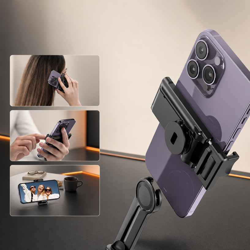 Keeptron P03 avec smartphone fixé et usages de création